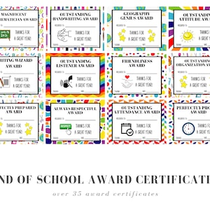 End of School Award Certificates | Set of 40 editable certificates