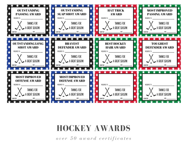 Hockey Award Certificates Etsy
