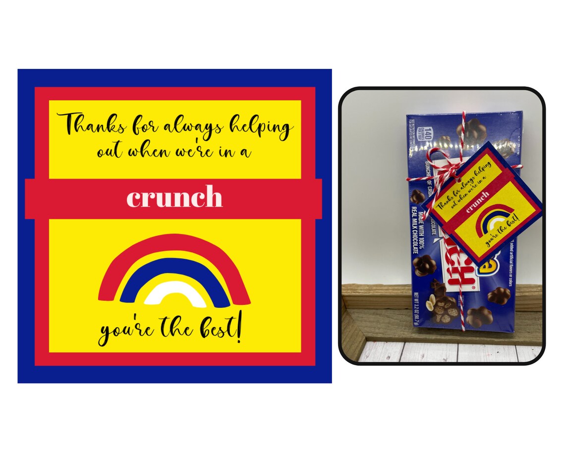 Nestle Crunch Candy Printable Tags Thank You Candy Tags - Etsy