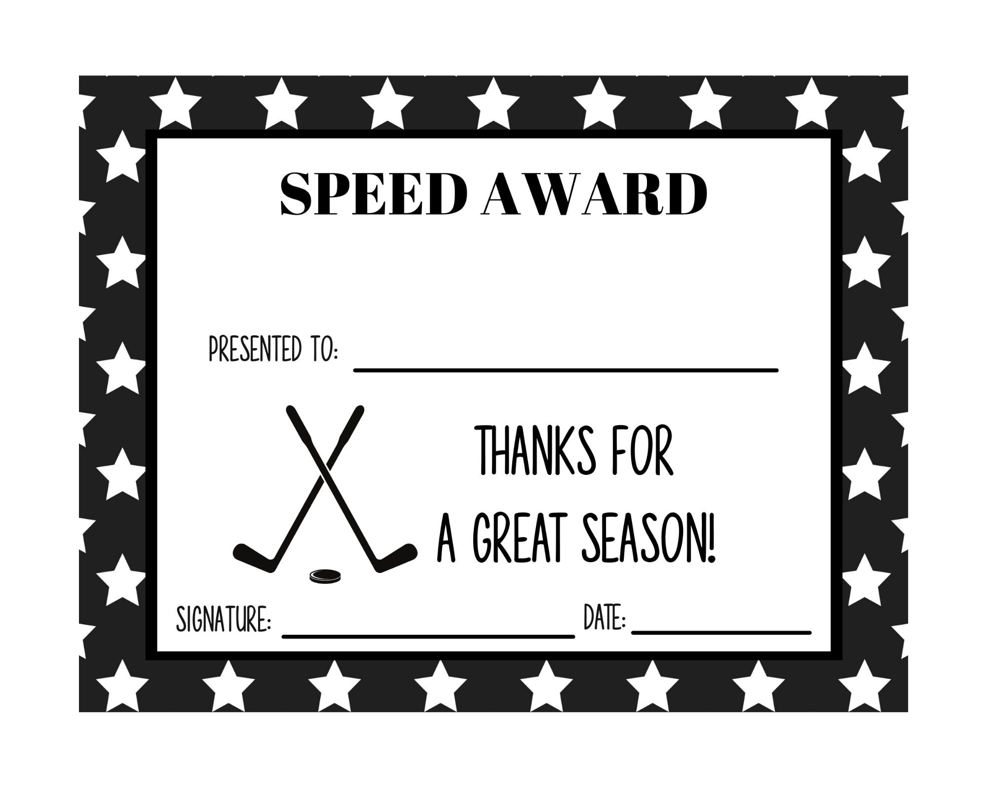 Hockey Award Certificates Etsy
