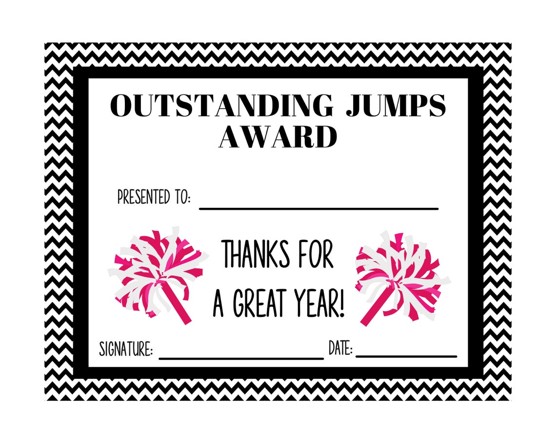 Cheerleading Award Certificates Cheer Award Certificates Etsy