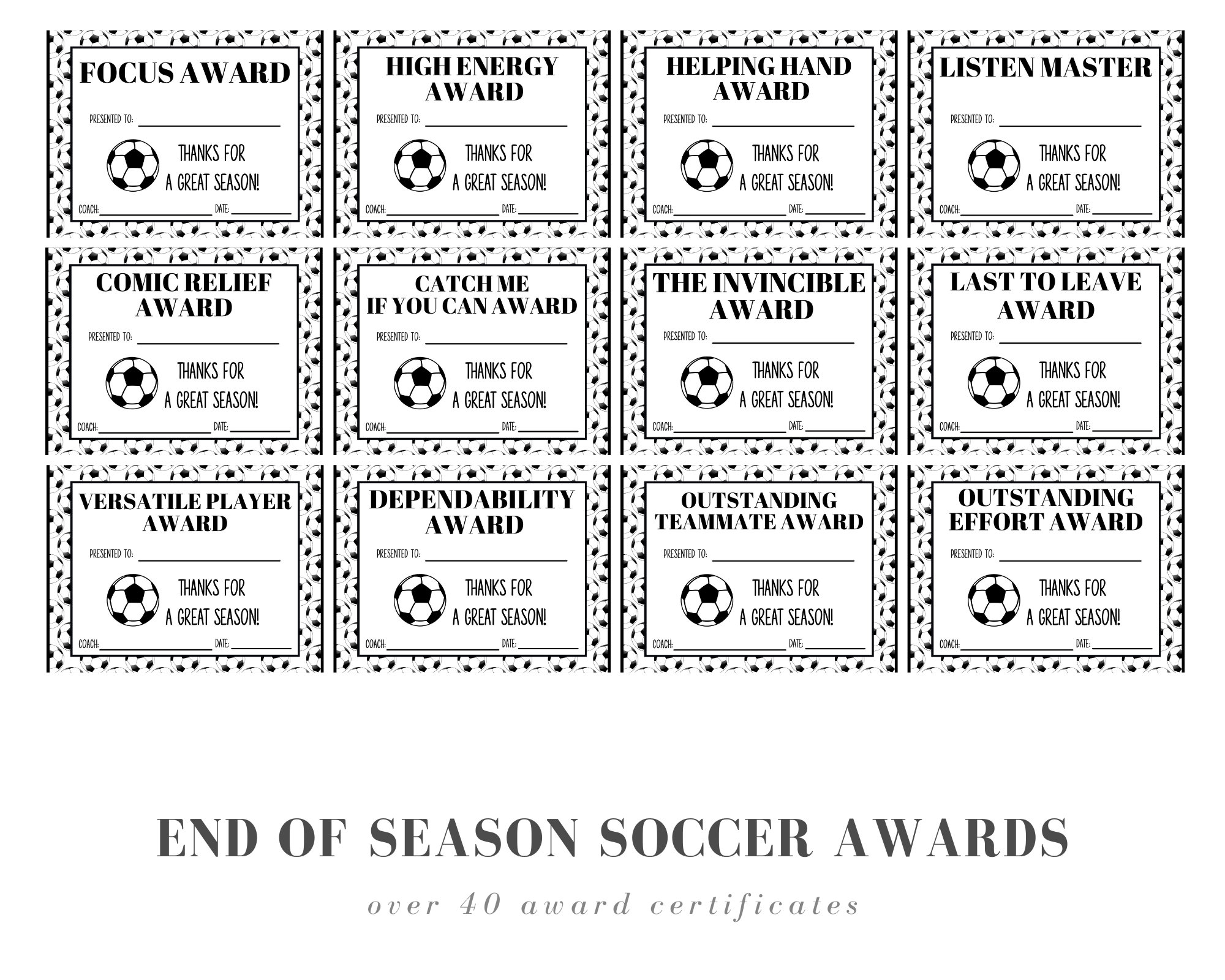 End of Season Soccer Award Certificates 40 Soccer Certificates Etsy End of Season Soccer Award Certificates 40 Soccer Certificates Etsy