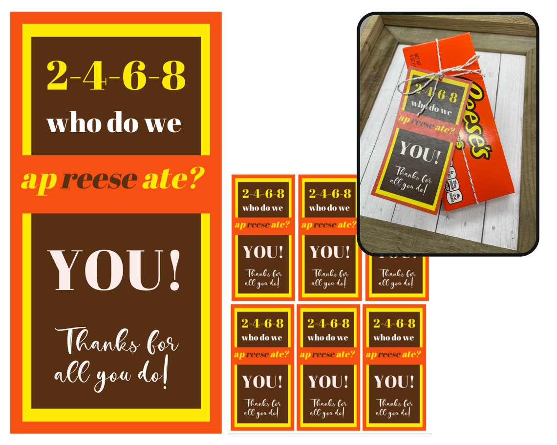 Reeses Candy Printable Tags Thank You Candy Tags Thank You - Etsy