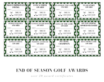 Golf Award Certificates End of Season Digital Download Printables