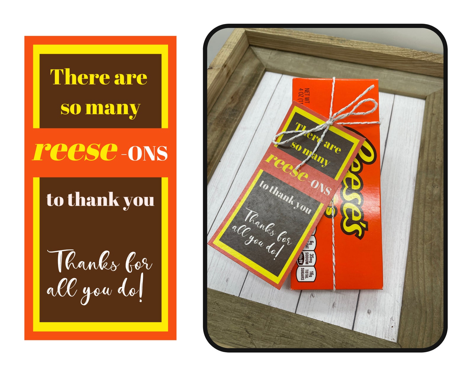 Reeses Candy Printable Tags Thank You Candy Tags Thank You Etsy