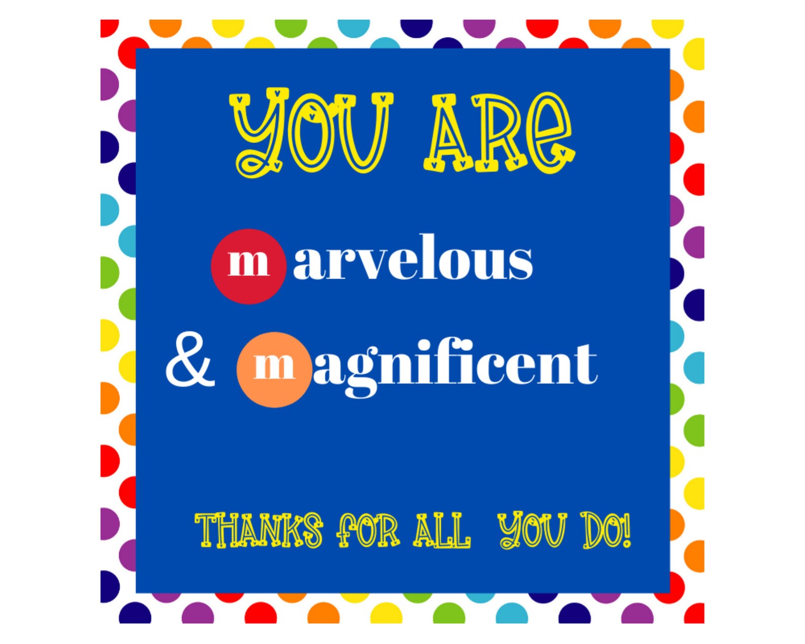 M&M Candy Printable Tags Thank You Candy tags Thank You Etsy