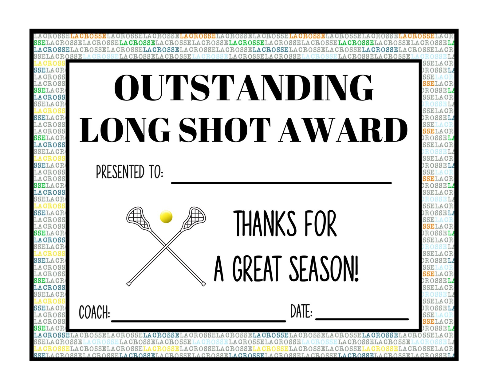 Lacrosse Award Certificates Etsy
