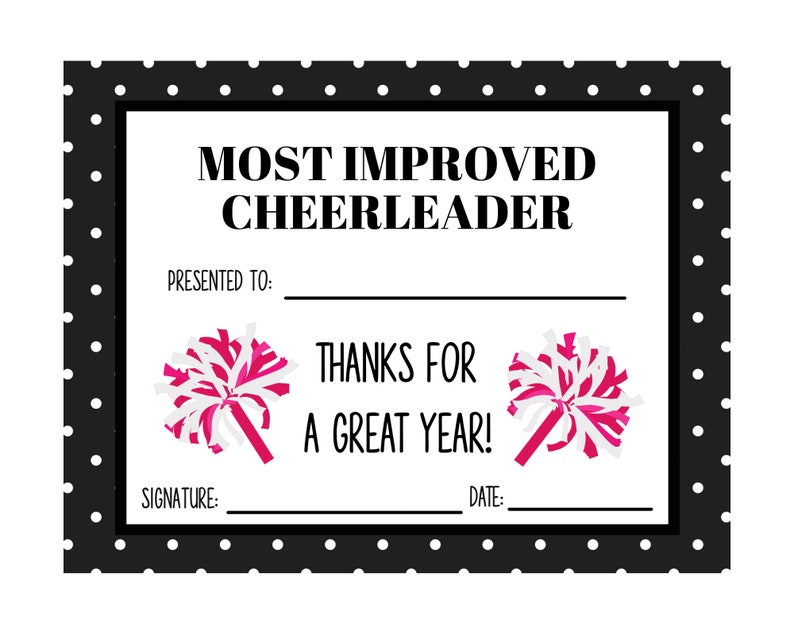 Cheerleading Award Certificates Cheer Award Certificates Etsy