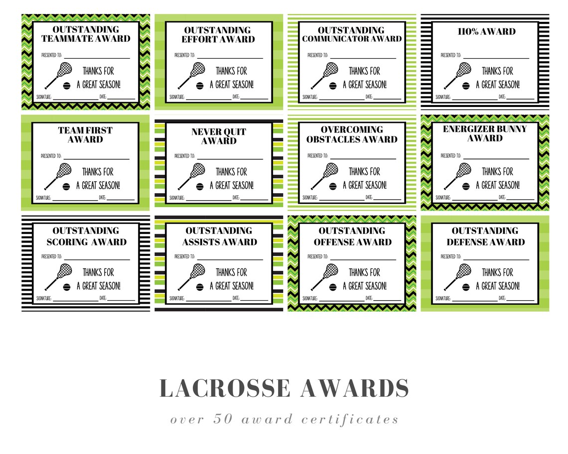 Lacrosse Award Certificates Etsy