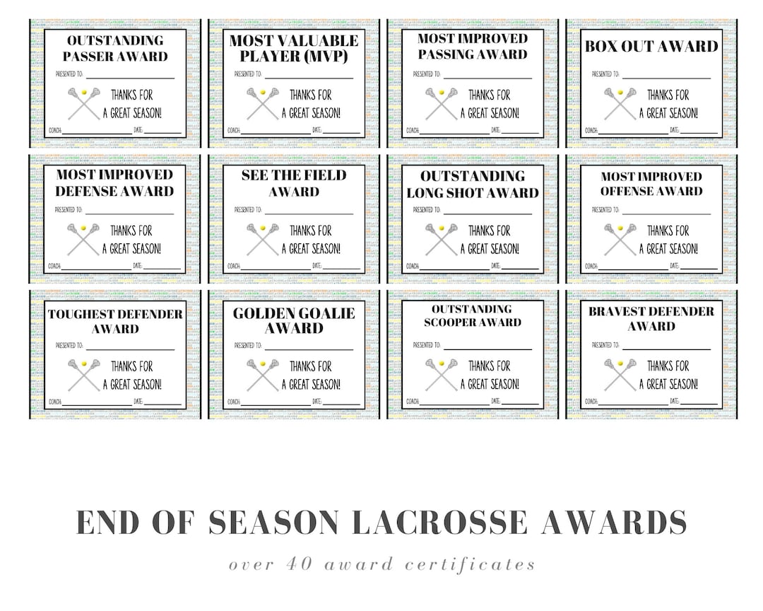 Lacrosse Award Certificates Etsy