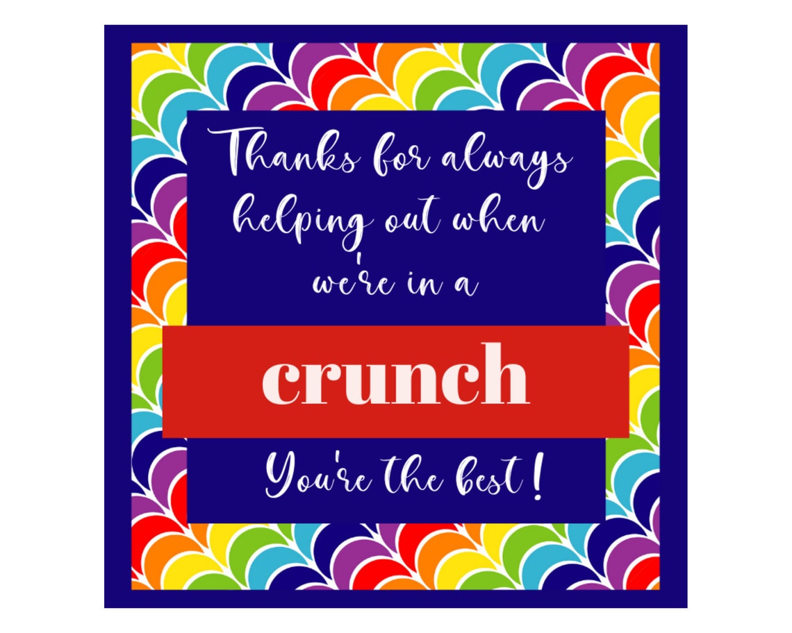 Nestle Crunch Candy Printable Tags Thank You Candy Tags - Etsy