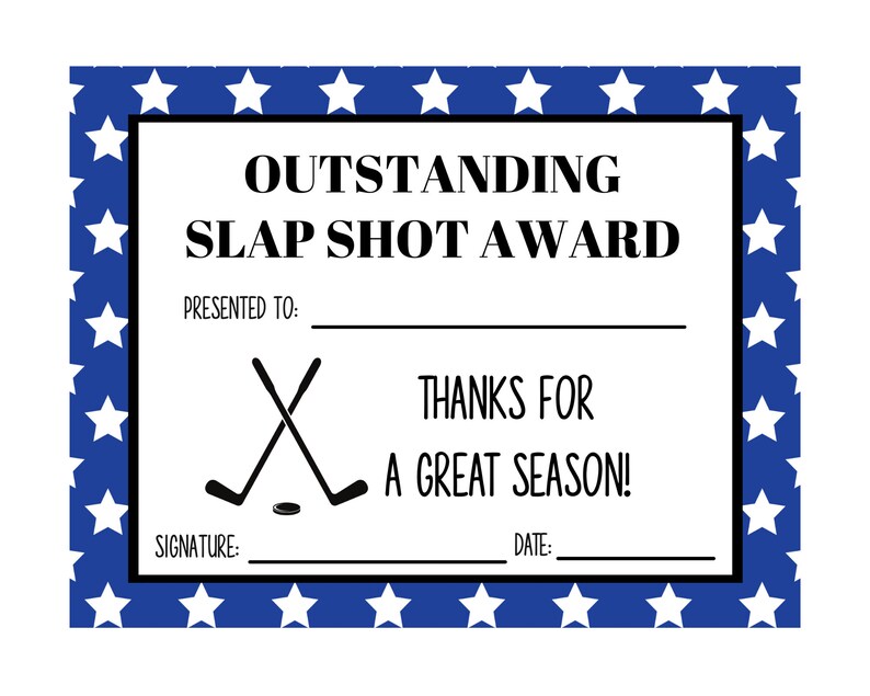 Hockey Award Certificates Etsy