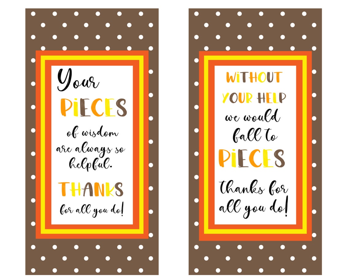 Reeses Pieces Candy Printable Tags Thank You Candy tags | Etsy