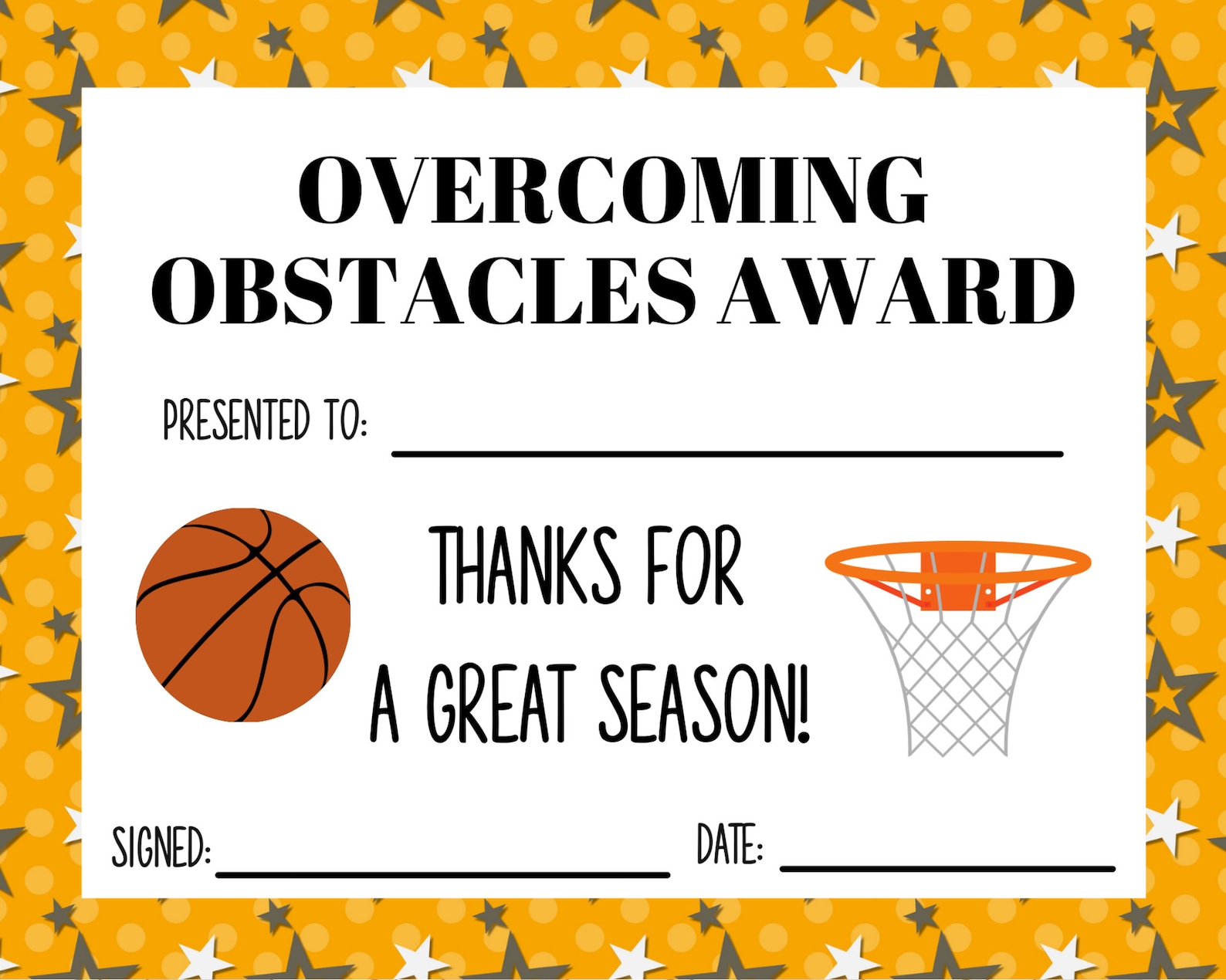 End of Season Basketball Award Certificates 30 Basketball Etsy