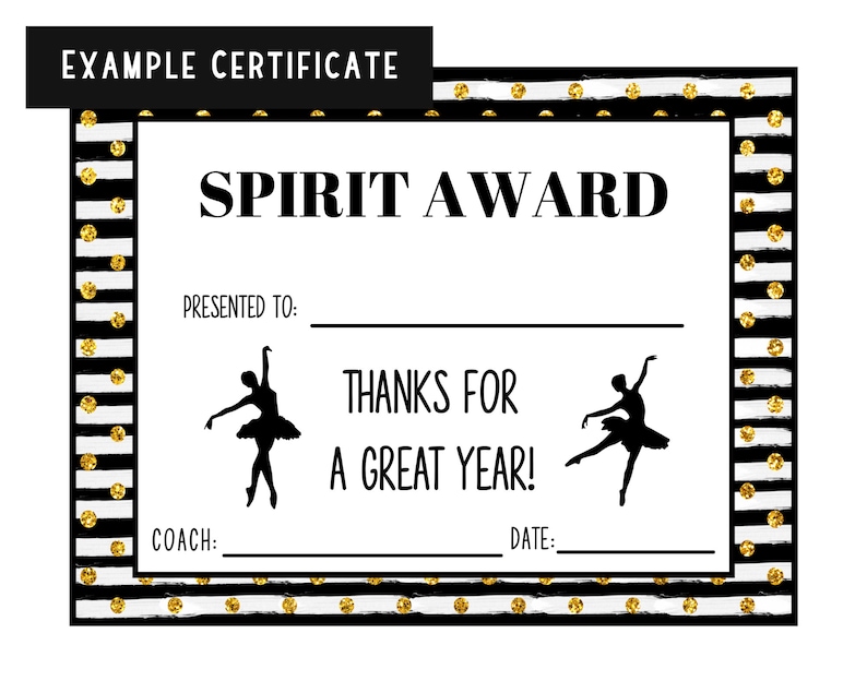 Dance Award Certificates End of Season Dance Team Certificates - Etsy