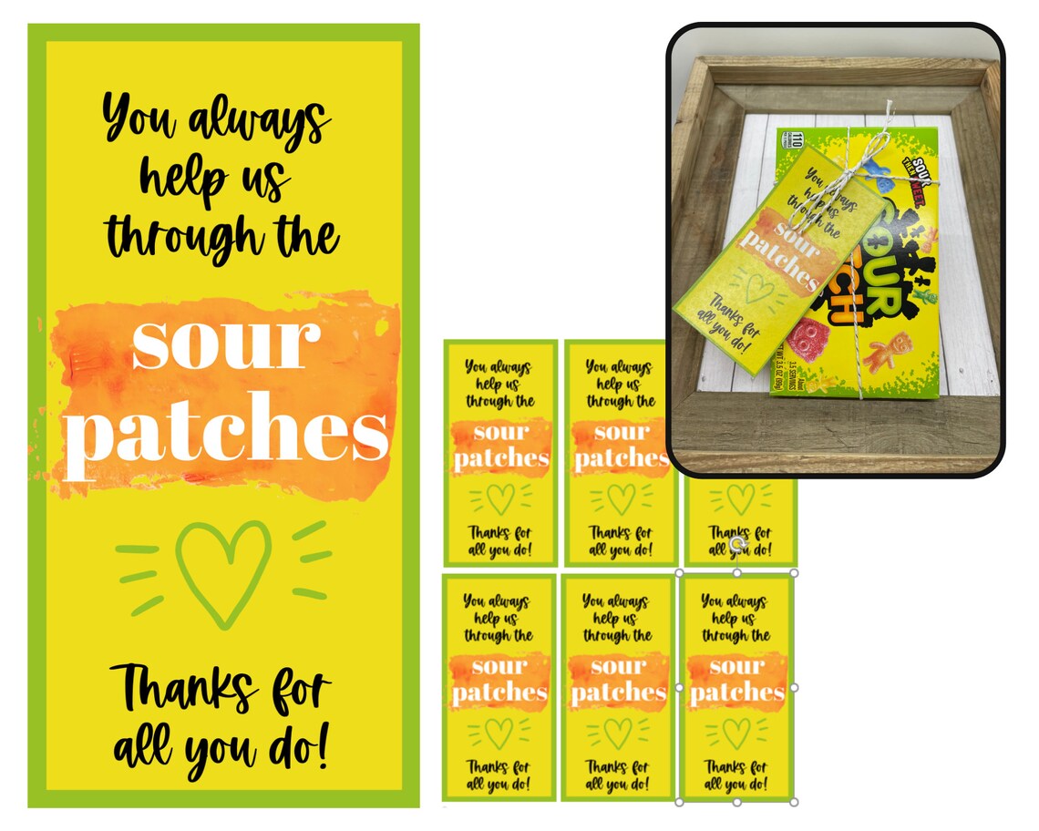 Sour Patch Kids Candy Printable Tags Thank You Candy Tags Etsy