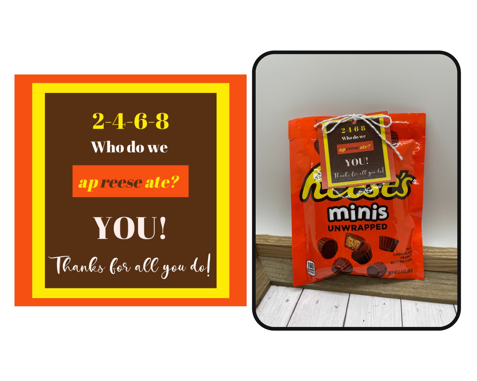 Reeses Candy Printable Tags Thank You Candy Tags Thank You - Etsy