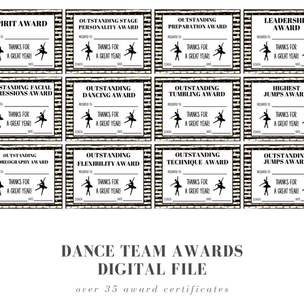 Dance Award Certificates | End of Season Dance Team Certificates