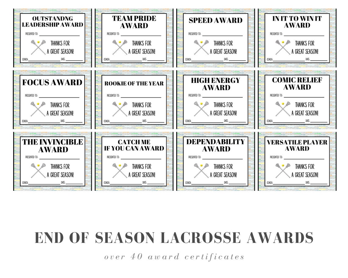 Lacrosse Award Certificates Etsy