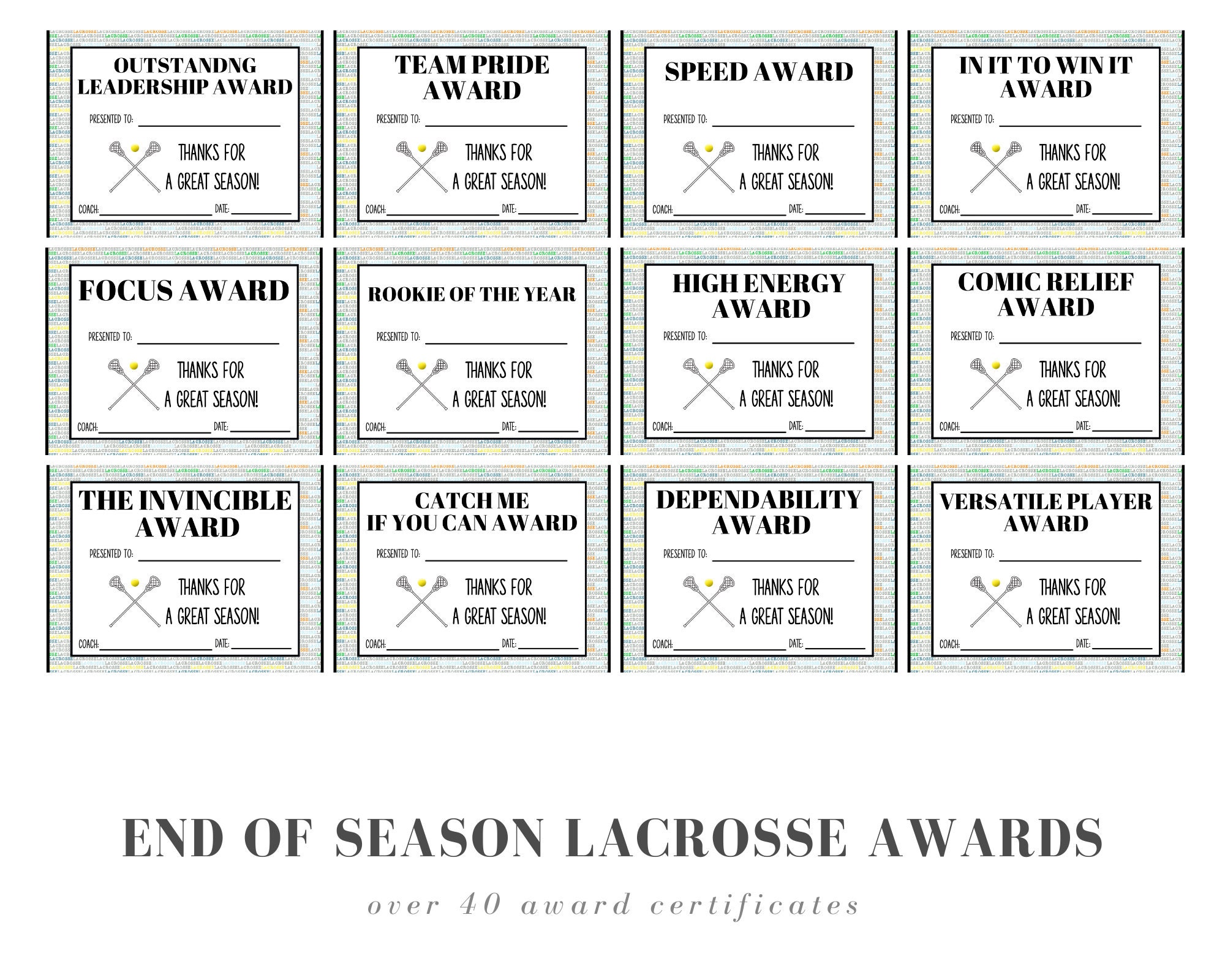 Lacrosse Award Certificates Etsy