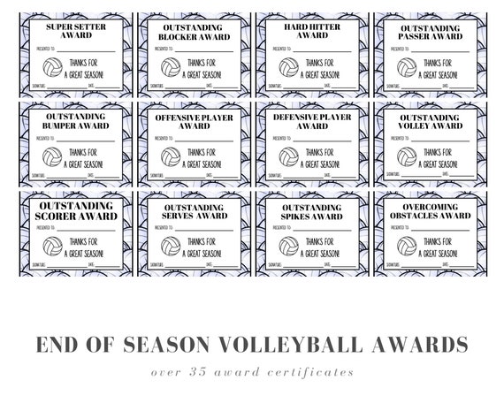 End of Season Volleyball Award Certificates 30 Volleyball | Etsy