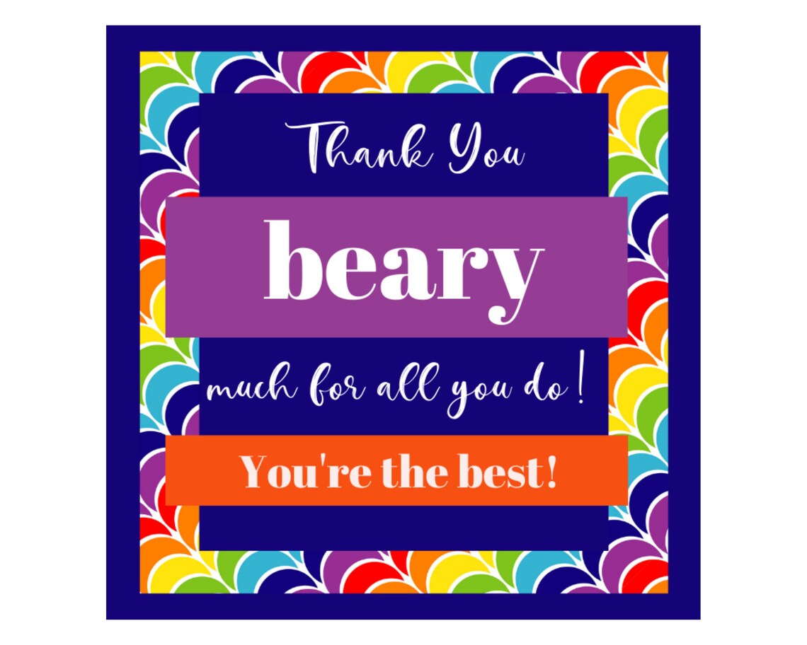 Gummy Bear Candy Printable Tags Thank You Candy tags Thank Etsy