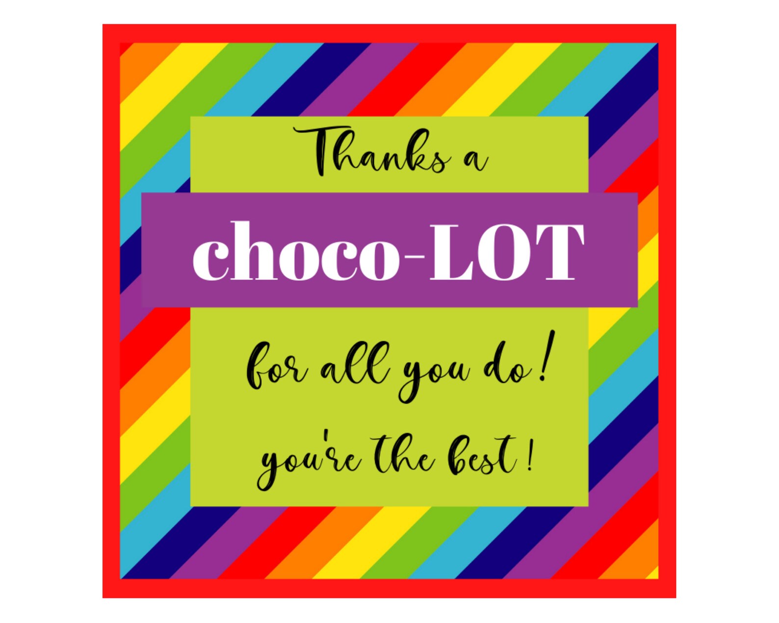 Chocolate Candy Printable Tags Thank You Candy Tags Thank Etsy