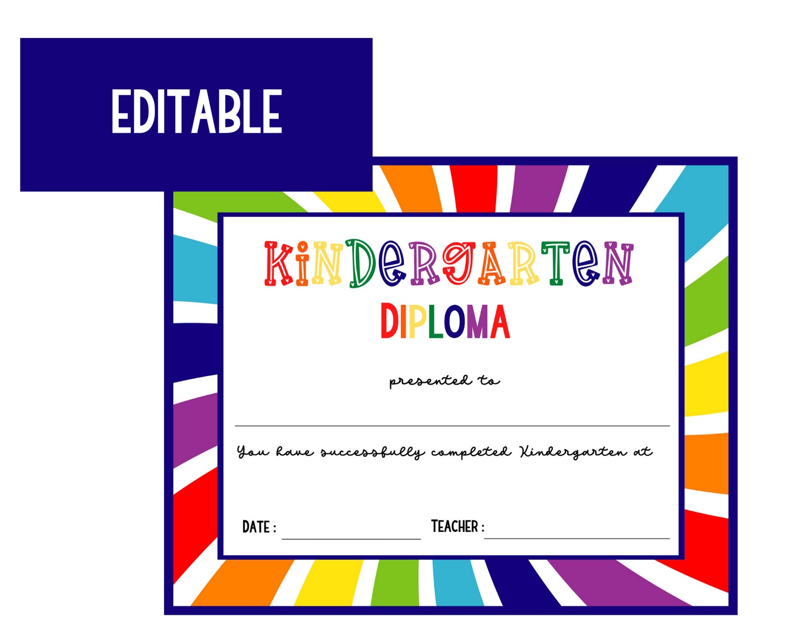 Kindergarten Diploma Printable - Etsy