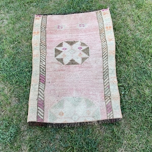 2x3 TAPIS DE PETITE TAILLE, 2x3 Tapis rose turc, Tapis vintage 2x3, Tapis fait à la main, Tapis en laine Oushak, Tapis de zone, Tapis de compagnon de porte, Tapis anatolien