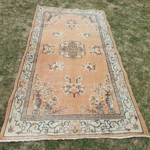 4x7 Vintage Rug, Area Rug, Wool Rug 4x7, Oushak Rug 4x7, Anatolian Rug, 4x7 Rug, Handmade Rug, Bohemian Rug, Home Decor Rug, Antique Rug