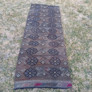 Turkish Kilim, Vintage Kilim, Runner Kilim, Oushak Kilim, 2x6 Black Kilim, Organic Kilim, Hallway Kilim