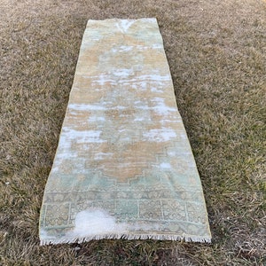 3x8 Natural Runner Rug, Home Decor Rug, Wool Rug, Kitchen Rug, Bohemian Rug, Stairs Rug, Corridor Rug, Tribal Rug, 3x8 Narrow Rug, 3x8 Faded