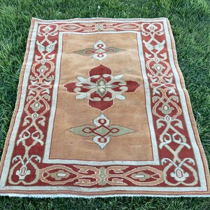 4x5 Rug, Red Area Rug, Turkısh Area Rug, Oushak Rug, Bedroom rug, Vintage Area Rug, 4x5 Entry Rug, Boho Rug, wool Rug, 4x5 Orange Rug, 4x5