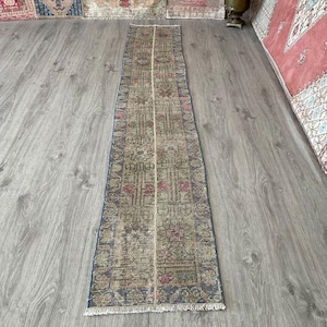 1x8 Neutral Runner Rug, Handmade Rug, Oriental Rug, Home Decor Rug, Nomadic Rug, 1x8 Narrow Runner Rug, Wool Rug, 1x8 Rug, Rugs,1.4x8.3 ft