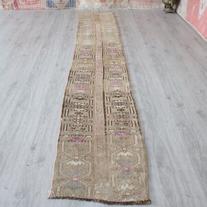 1x11, Patchwork Runner Rug, Handmade Rug, Oriental Rug, Kitchen Rug, Nomadic Rug, Neutral Rug, Turkish Runner Rug, Washable Rug, 1.4x10.9 ft
