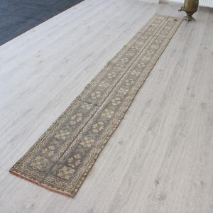 Alfombra Oushak Patchwork, Alfombra de pasillo vintage, Alfombra tradicional turca, Alfombra para decoración de escaleras, Alfombra de 2 x 11 pies