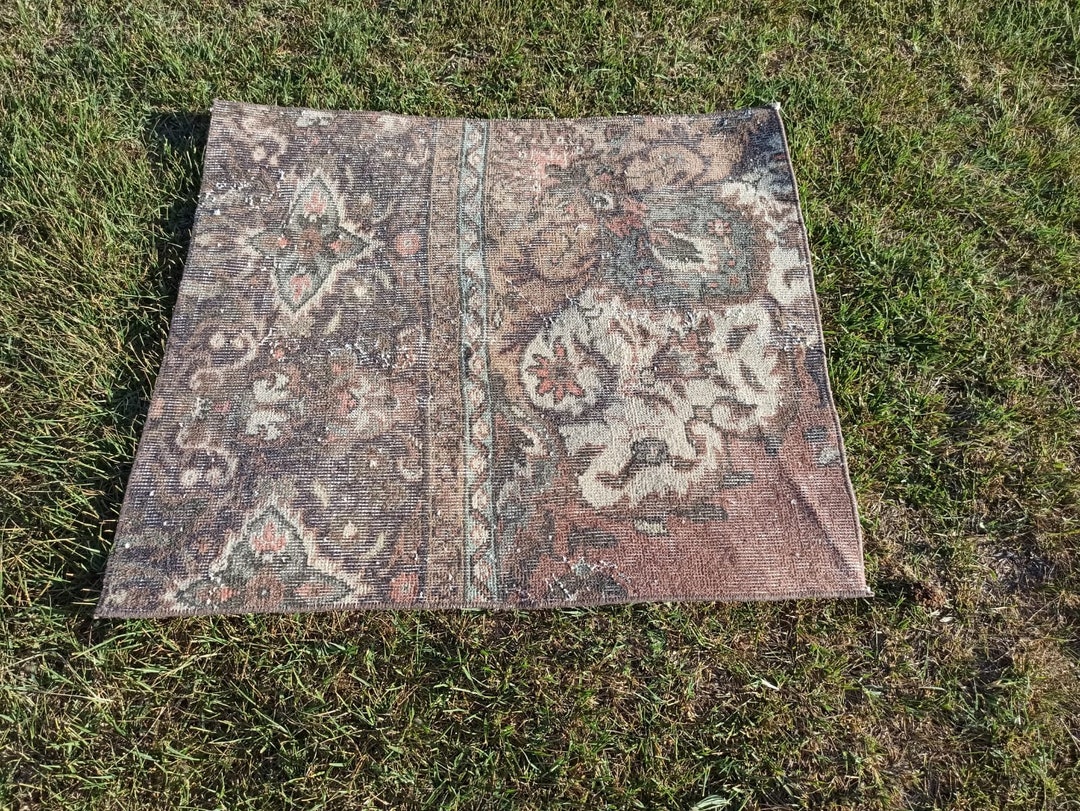 Muted Purple Rug, Small Rug, Turkish Rug, Area Rug, Floral Rug, Aztec ...