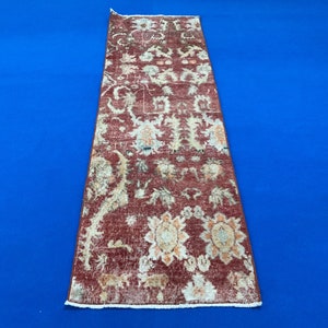 2x7 Red Runner Rug, Turkish Runner Rug, Oushak Rug, Bedroom Rug, Washable Rug, Corridor Rug, Antique Rug, Oushak Runner Rug, 2x7 Carpet