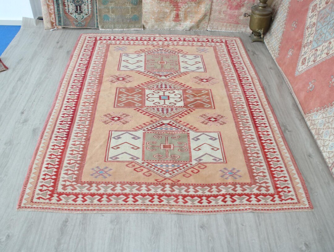 6x7 Rug 6x7 Pink Area Rug, Oversize Area Rug, Home Decor Rug, Vintage Area Rug ...