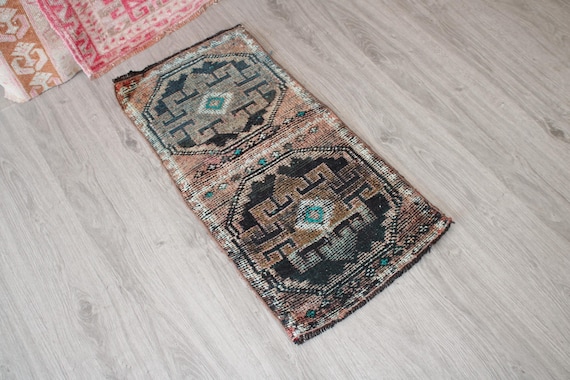 1x3 Neutral Door Mat, Handmade Rug, Oriental Rug, Kitchen Rug, Bedroom Rug, Washable Rug, Antique Rug, Bohemian Decor Rug, Anatolian Rug,1x3