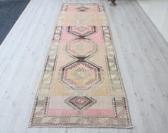 Alfombra turca descolorida, 1,2 x 4 m, color natural, colorida, ideal para escaleras, pasillos largos o estilo vintage.