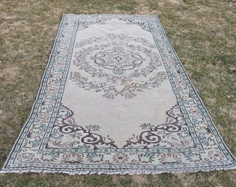 Dämpad Oushak-matta, 1,8 x 2,7 m, vintage turkisk ullmatta