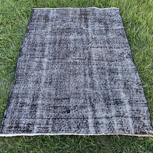 Black Overdyed Turkish Rug, Vintage Rug,Wool Rug,Distressed Rug,Vintage Turkish Rug, Overdyed Rug,Boho Rugs
