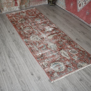 2x7 Red Runner Rug, Handmade Rug, Oriental Rug, Bohemian Decor Rug, Washable Rug, Turkish Runner Rug, Corridor Rug, Vintage Rug, 2x7 Rug