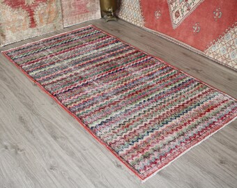 4x7 Red Area Rug, Handmade Rug, Bohemian Decor Rug, Washable Rug, Turkish Area Rug, Living Room Rug, Antique Rug, Oushak Area Rug, 4x7 Rug
