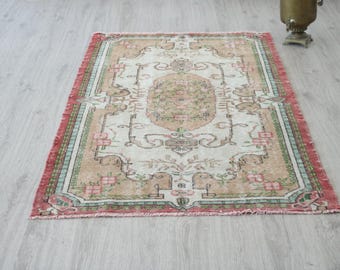 4x6 Neutral Area Rug, Home Decor Rug, Living Room Rug, Anatolian Rug, Washable Rug, Nomadic Rug, Antique Rug, Tribal Rug, 4x6 Kitchen Rug