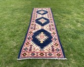 3x11 Persian runner, Tebrziz runner 3x11, Handmade Runner, Oushak runner 3x11, Navy runner rug, Vintage runner 3x11, Rug runner Blue 3x11