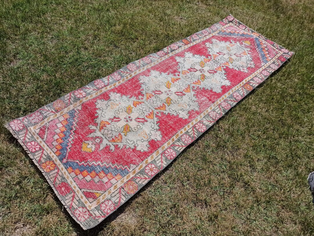 3x9 Red Runner Rug Oushak Rug Natural Runner Handmade Rug Etsy