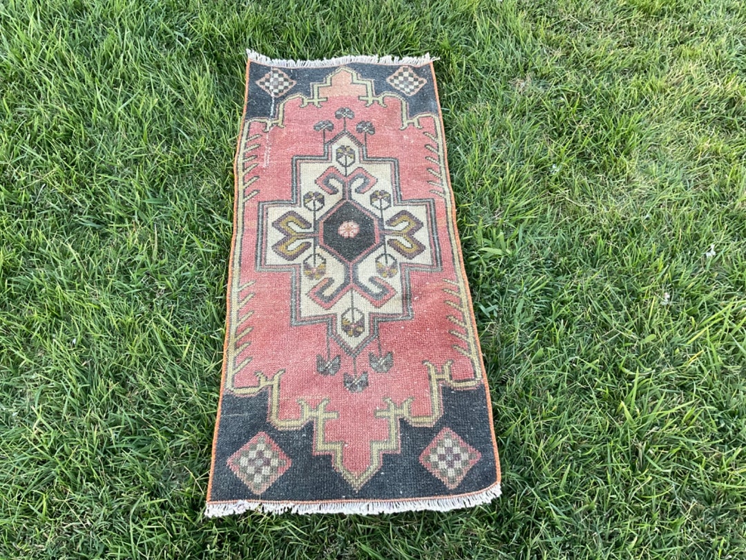 1x3rug, Red Rug, Small Area Rug, Small Turkısh Rug, Boho Rug