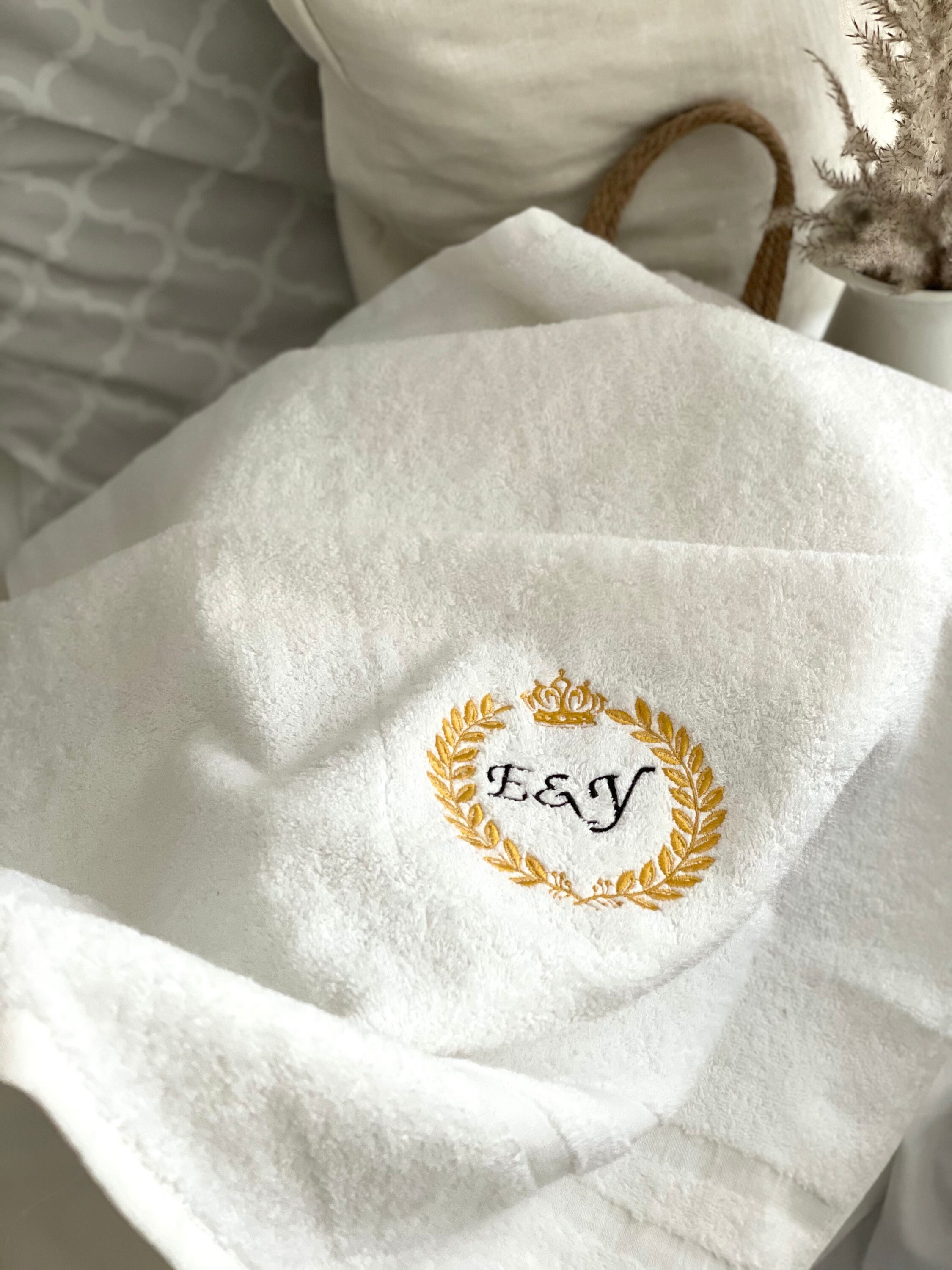 Towel with embroidered name/ initials/ Personalized/ Etsy